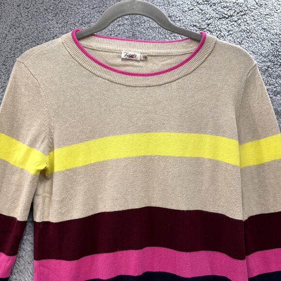 Faherty Ollie Small Knit Sweater Cashmere Blend Horizontal Stripes Crew Neck - Picture 5 of 10